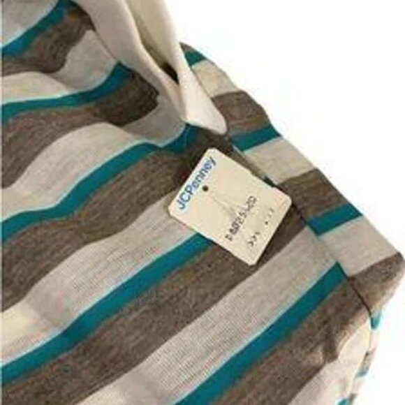 NWT Ginnis Girl Adorable Vintage Knit Top Sz L Off White Teal Beige Striped - Picture 4 of 5